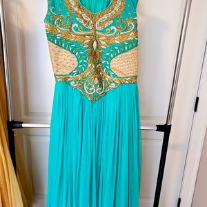 Indian Party Wear Gown Dress Teal Color